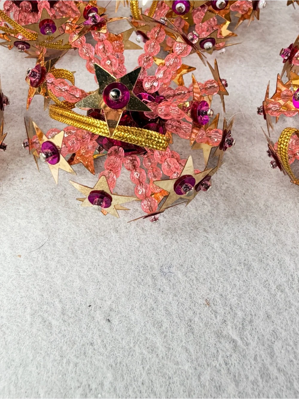 Atomic Starburst Cluster Star Pink Beaded Pushpins Christmas Ornament Vintage 10